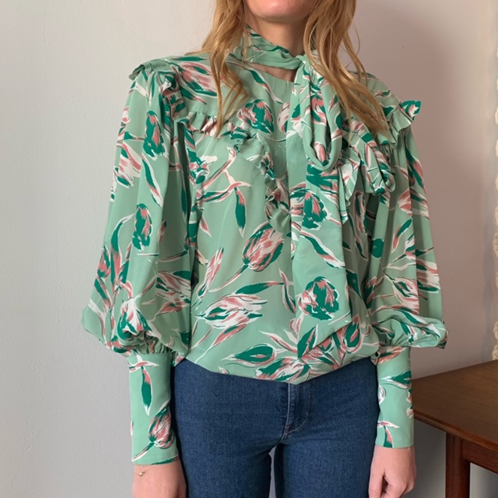 Erika Cavallini ruffled, silk bow blouse